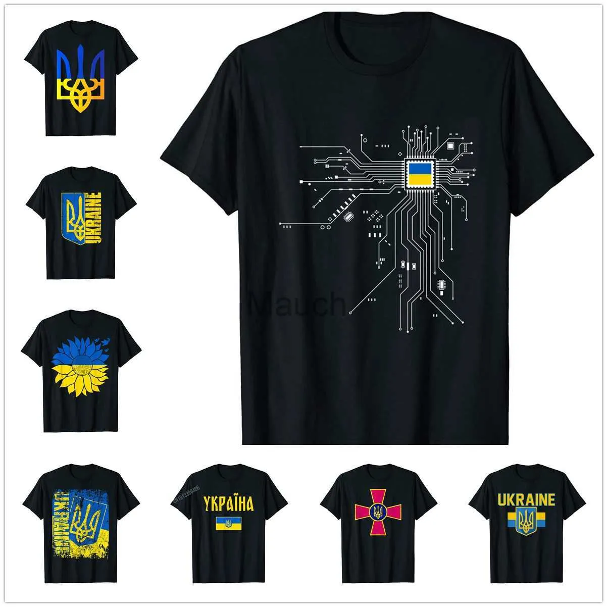 Mäns T-shirts 2022 Ukraina Ukrainska Ukr Ukrayina Country Flag CPU Processor Circuit Diagram T Shirts Men Women Tshirts Tops Cotton Tees J230625