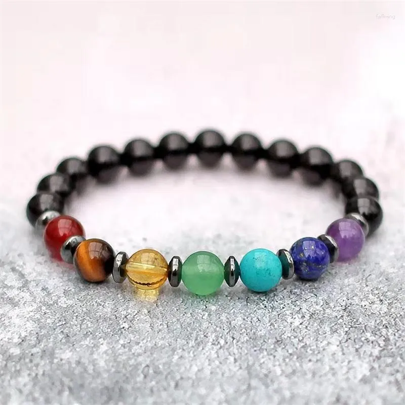 Charm Bracelets 7 Chakra Beads Bracelet With Significated Card For Men Women Natural Stone Curing Anxiety Jewelry Mandala Yoga Meditation