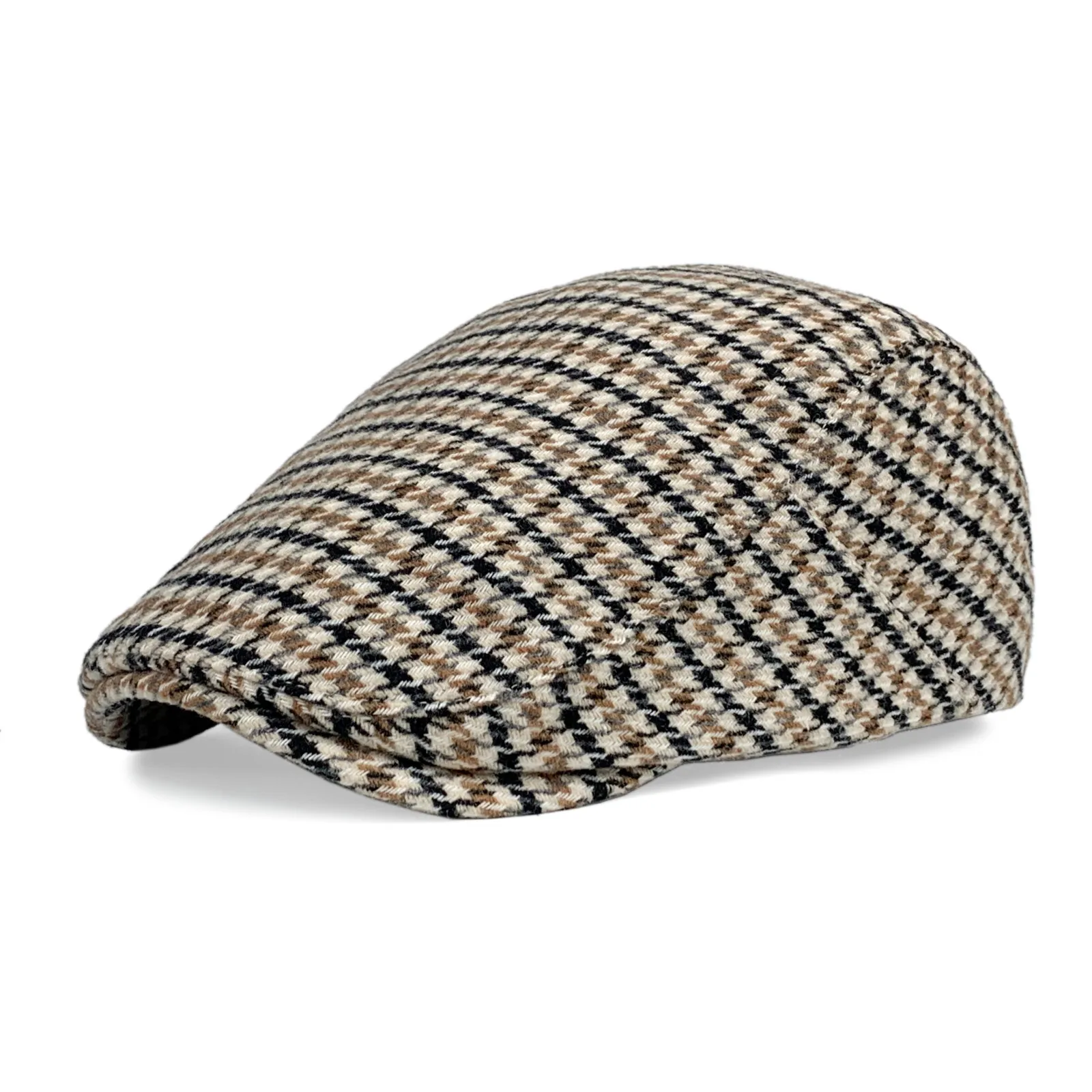 Herbst Winter Herren Klassische Wollmischung Newsboy Ivy Flat Cap Hahnentrittmuster Gatsby Driving Hat