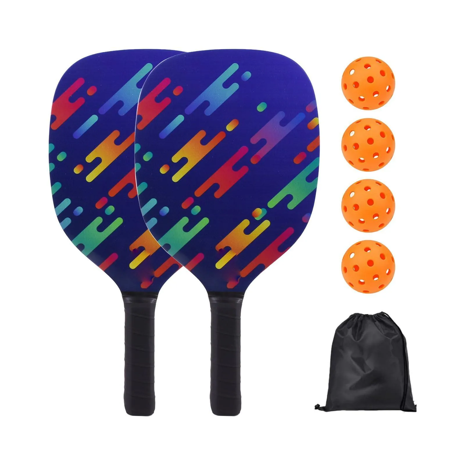 Professional Pickleball Paddles Set of 2 Rackets with 4 Balls Carry Bag with Comfort Grip Wood for Indoor Outdoor Women Sports