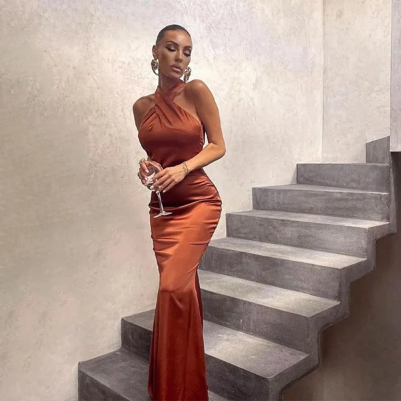 semi formal cocktail dress MissJophiel Acetate Satin High Neckline Cowl Back Tea Length Midi Semi-Formal Cocktail Dresses Wedding Party Gown Black / Tea Length / US24 main image 0