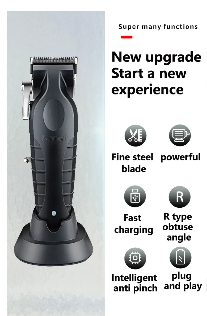 Clippers Trimmers Kemei 2299 Barber Tagliacapelli Cordless 0mm