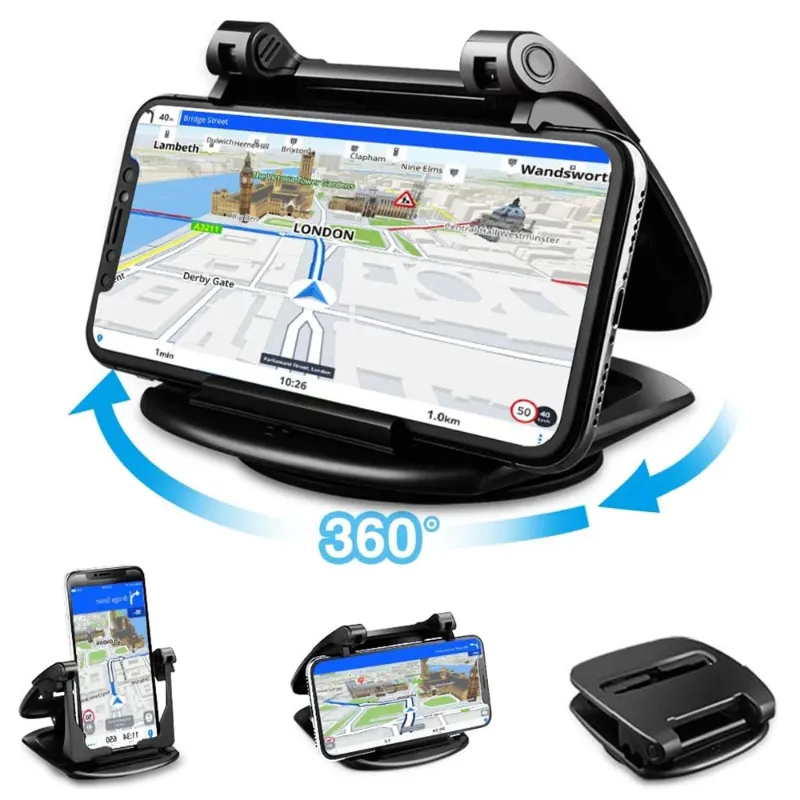 Держатель автомобильного телефона Клипа приборная панель 360 вращение GPS Стенд Горизонтальная вертикальная регулируемая поддержка для iPhone Samsung Xiaomi