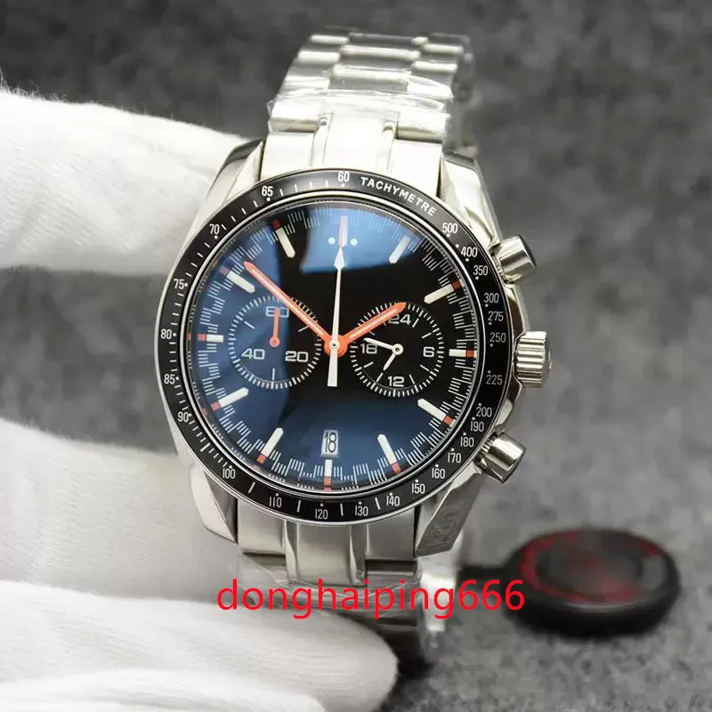 U1 2023 AAA High Grade 44mm Quartz Chronograph Mens Watches Red Hands rostfritt stålarmband Fixat Bezel med en toppring som visar takymetermarkeringar