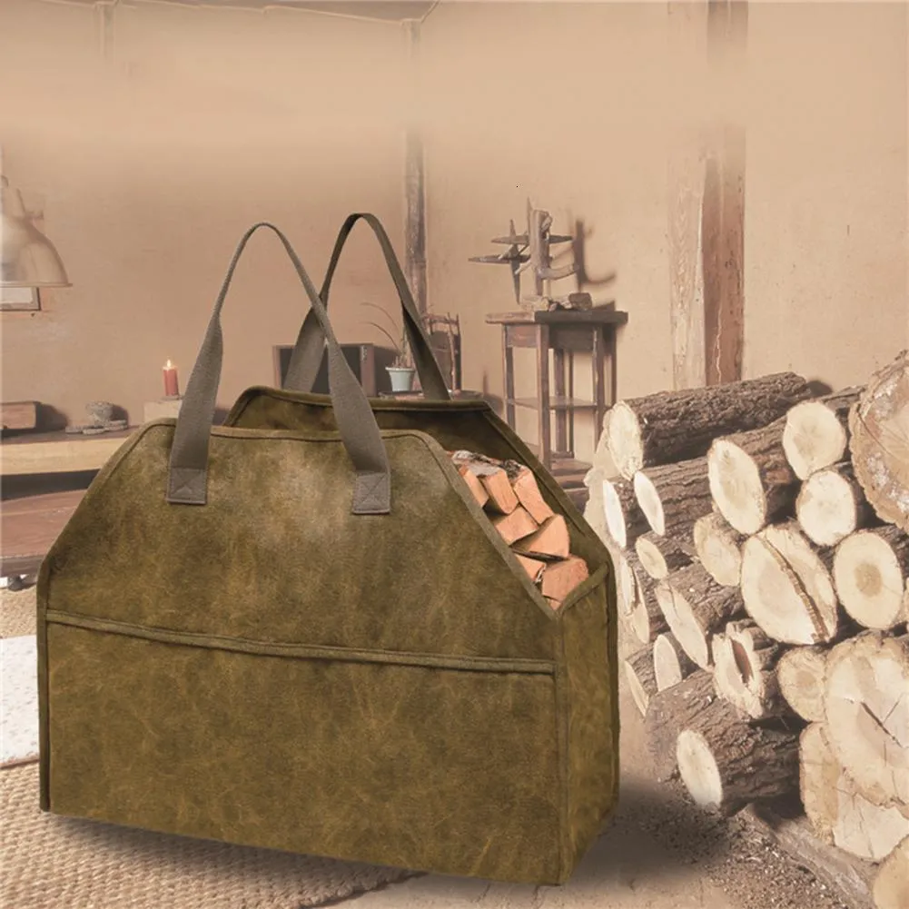 Tool Bag Durable Firewood Sturdy Carrying Wood Storage Canvas Stand Up Log Tote Holder for Outdoor 230625