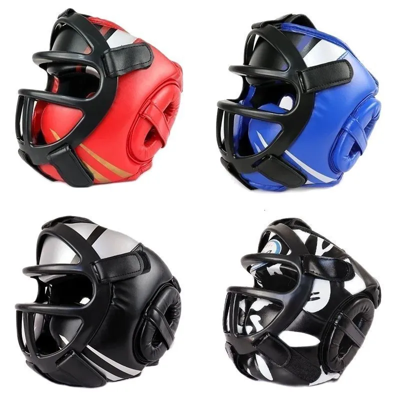 保護ギアキックボクシングヘルメット空手ムーイタイグアンテスデボックスフリーファイトヘッドギアMMAヘッドガードサンダトレーニング大人の子供用装備230621