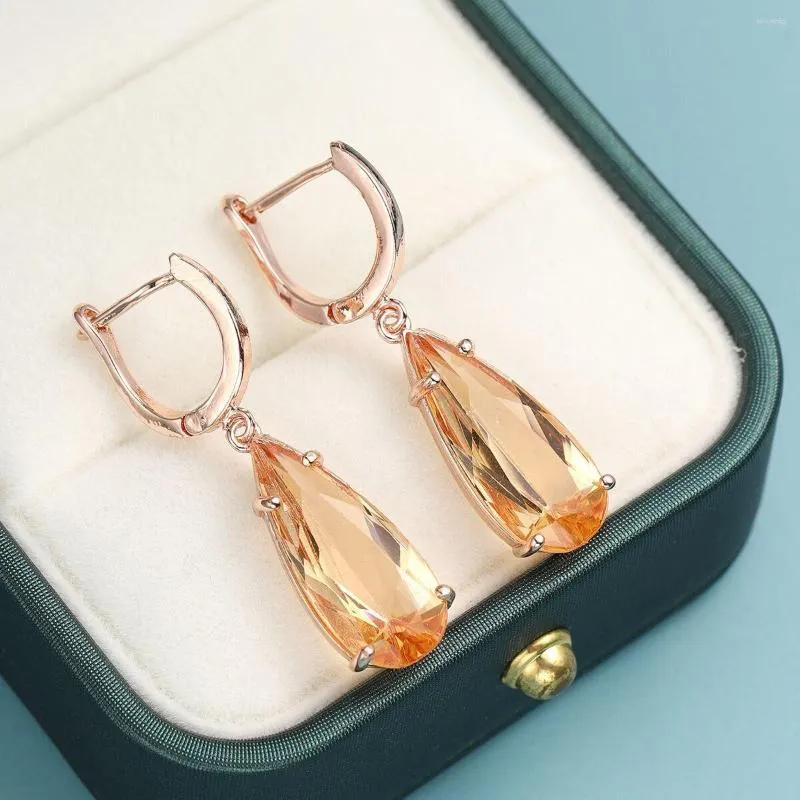 Pendientes de tuerca, joyería de Color plateado a la moda, gema de cristal de gota, son adecuados para regalos de fiesta de compromiso de boda para mujeres y niñas