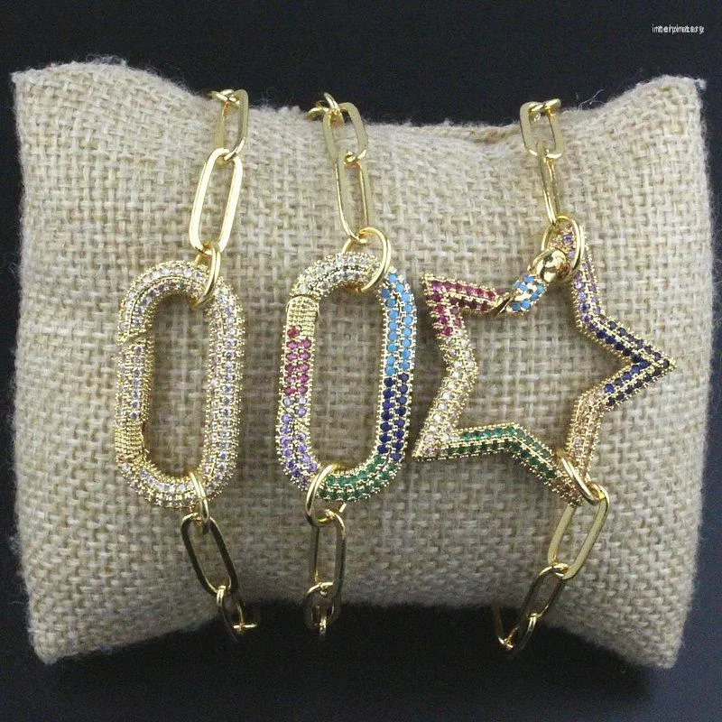 Link bransoletki 7,5 cala 5pcs/partia moda kolorowa cZ bransoletka mulitcolor sześcienna cyrkon komponent łańcuch różańca hurtowa