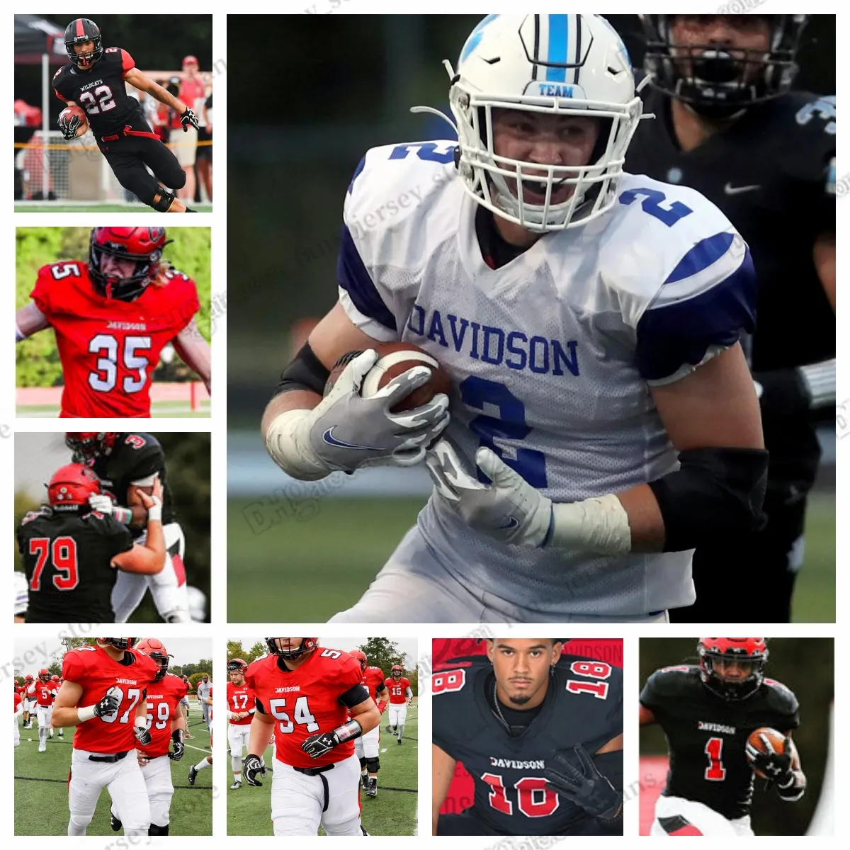 S-6XL Davidson Wildcats College Football Maglie Zion Johnson Anthony Njoku Mari Adams Yusuf Ahmed Tristan Allen Mason Sheron Qualsiasi nome Numero Maglia