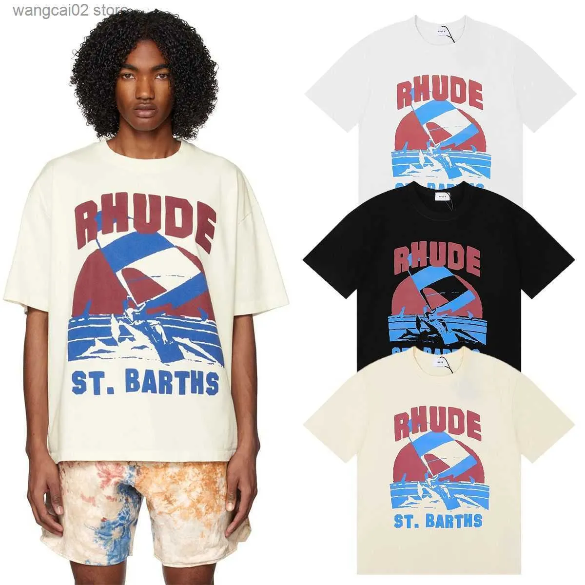 T-shirts pour hommes Ins Hot 23ss Printemps Eté T-shirt American Luxury Rhude shirt Skateboard Mens designer t-shirt Femmes Hommes Casual bon mens Tshirt T230625