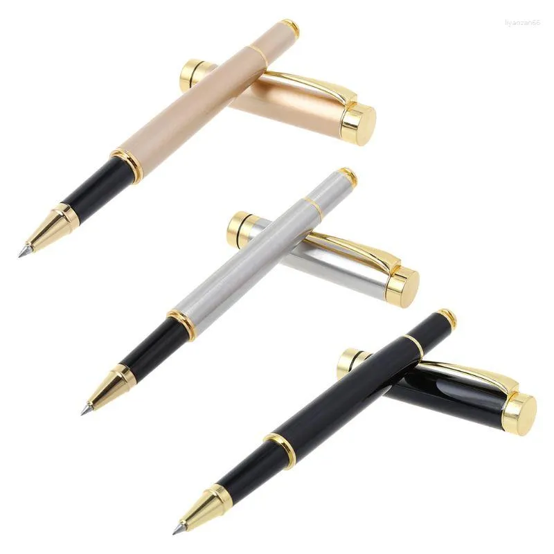 Luxury Metal Ballpoint Pen Signature Black Ink Gel Pens Stationery Office Suppli D5qc