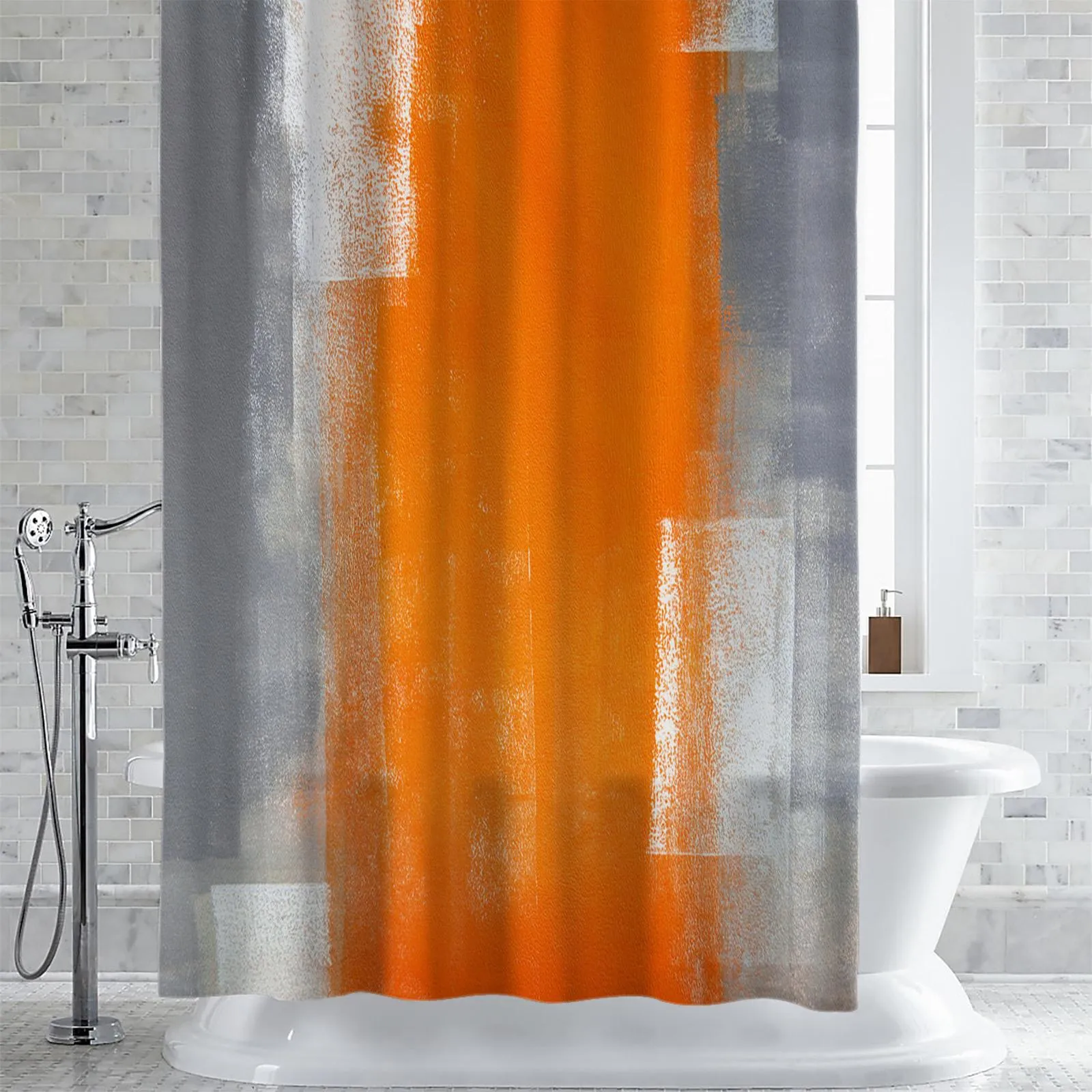 Gordijnen Oranje Grijs Abstract Textuur Douchegordijn Thuis Bad Decoratief Waterdicht Polyester Badkamer Gordijn