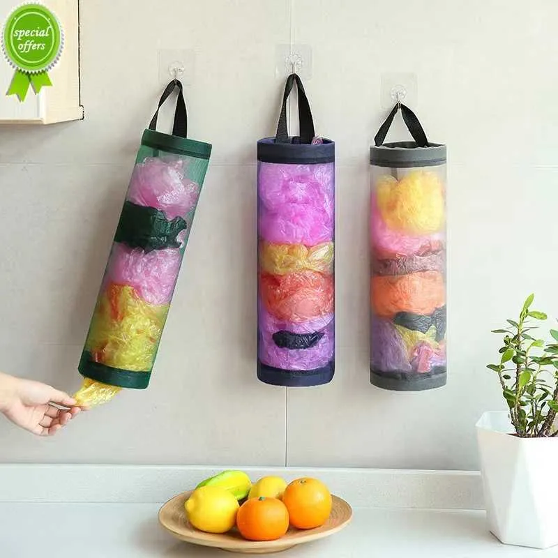 Nuevo organizador de basura para cocina, soporte para bolsa de comestibles para el hogar, soporte para bolsa de plástico de montaje en pared, dispensador, almacenamiento colgante, bolsas de basura