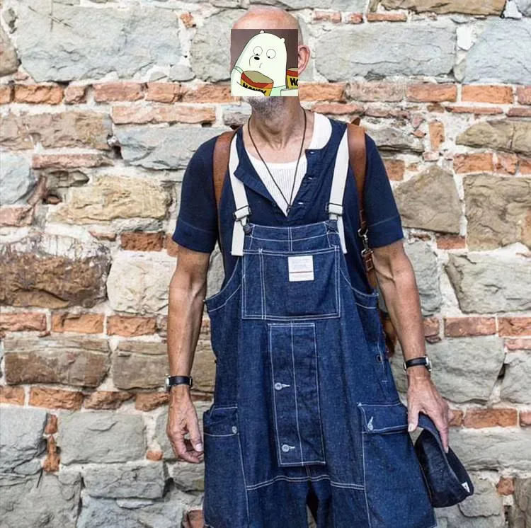 Herenbroek Denim Overalls Jeans Heren Cargo Werk Functioneel Meerdere zakken Broek Overall Heren Losse donkerblauwe Bib-broek