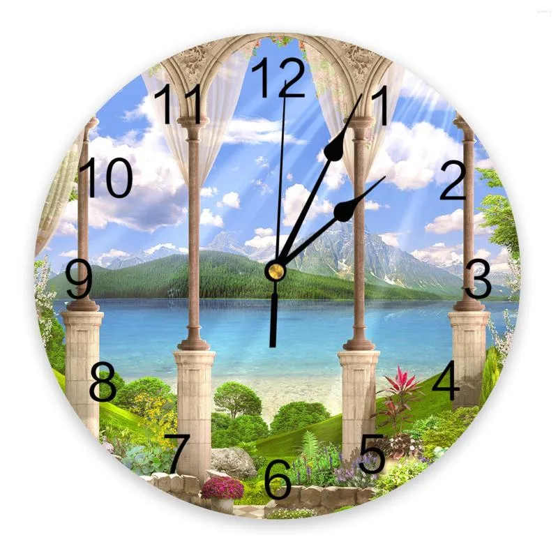 Wall Clocks Lake Grassland Forest Clock Modern Design Living Room Decoration Kitchen Silent Home Decor