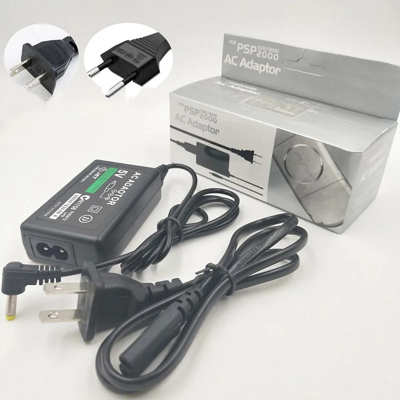 Para sony psp 1000 2000 3000 adaptadores ac fino ue eua plugue carregador de parede cabo de alimentação cabo com caixa de varejo