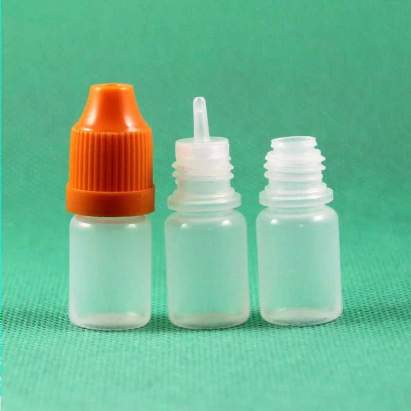 100 ensembles/lot 3 ml flacons compte-gouttes en plastique à l'épreuve des enfants longue pointe mince PE sans danger pour e liquide vapeur Vapt jus e-Liquide 3 ml Piuta