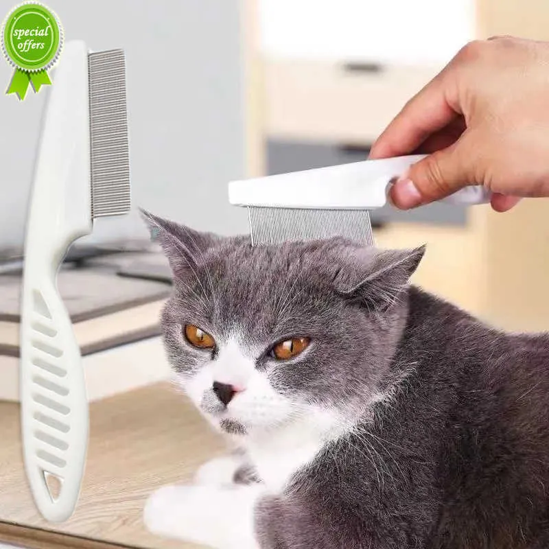 Nouveau peigne anti-puces pour animaux de compagnie en acier inoxydable peigne de soin des animaux brosse anti-insectes chat chien peigne court cheveux longs toilettage fournitures de nettoyage