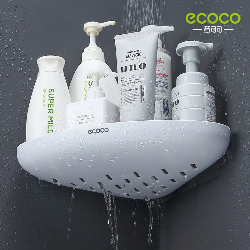 Полки ванной комнаты Ecoco хранения полки душ душ защелкой угловой шампунь держатель корзина для стеллажей для стеллажей кухни 230625