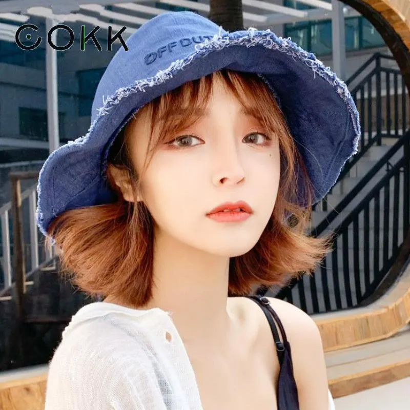 Chapéu de caçamba COKK chapéu de pesca feminino chapéus de verão para mulheres senhoras aba larga chapéu de sol dobrável guarda-sol casual cor sólida K pop