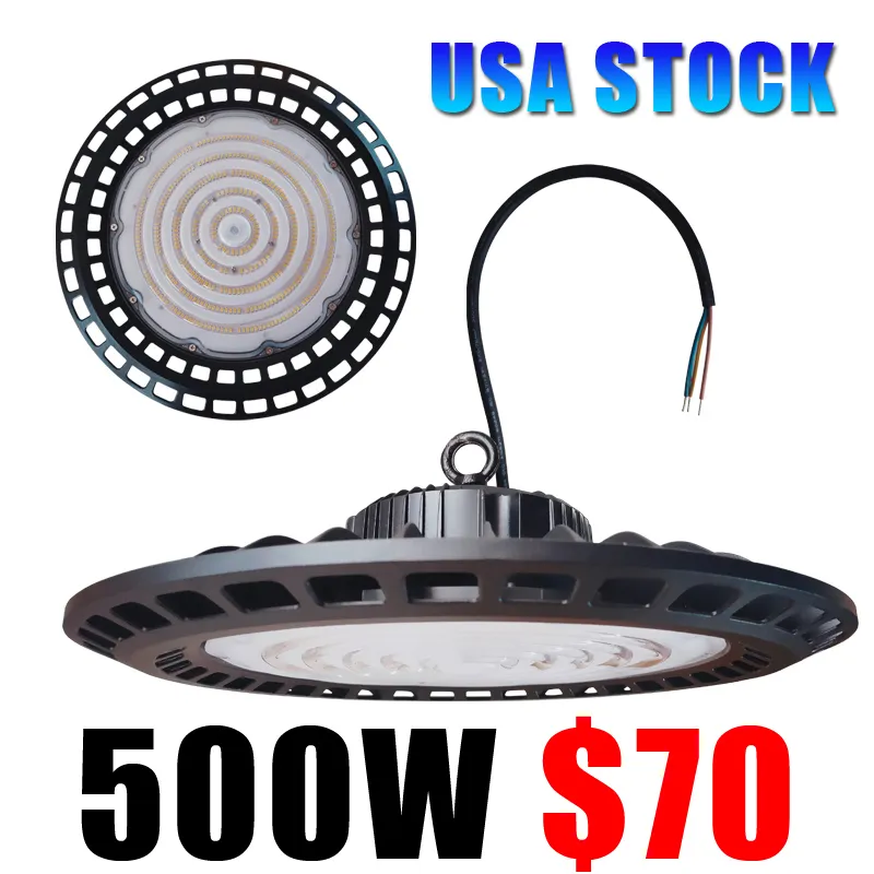 500W LED UFO High Bay Lights 85-265V 60,000LM 6000K-6500K Cold White LED Lights Cable with Hanging Hook for Factory Workshop Warehouse Barn crestech