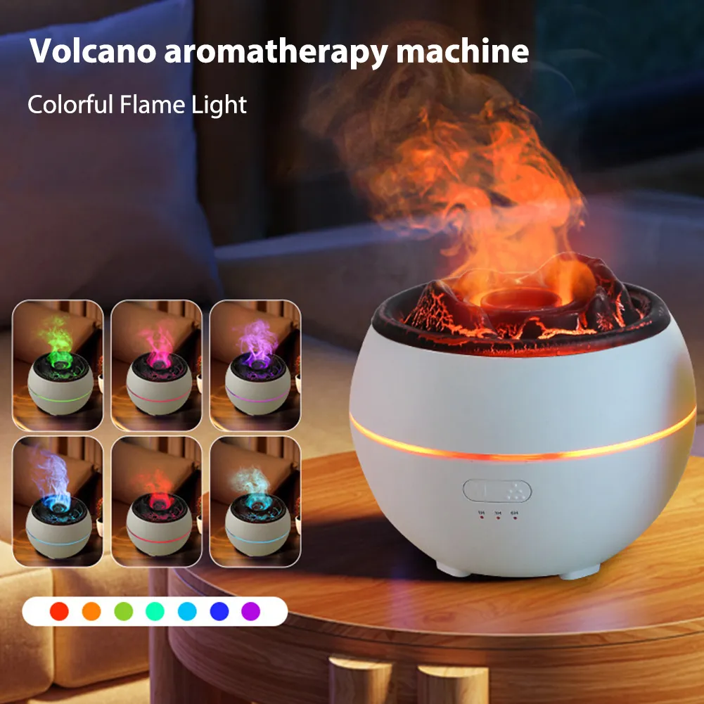 Vulcano aromaterapia diffusore anello di fumo umidificatore ad ultrasuoni con lampada a fiamma telecomando diffusore di aromi di olio essenziale  6