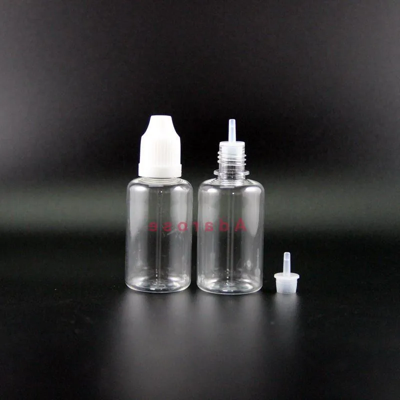 100 stycken 30 ml Pet Plastic Droper Bottle With Child Proof Safe Caps and Nipples Squeezable GRFIB