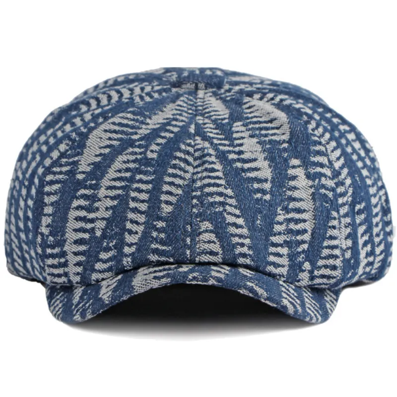 HT4092 Berretto Berretto Uomo Donna Cotone Denim Berretto Cappello Uomo Donna Primavera Autunno Strillone Berretto ottagonale Regolabile Artista Cappello pittore