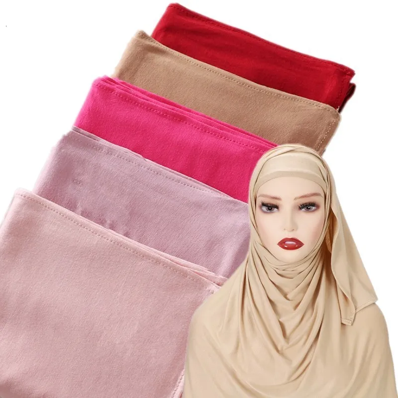 Hijabs Muslim Instant Head Wraps Islam Ready To Wear Headscarf Veil Shawls Full Cover Soft Jersey Hijab with Inner Turban Cap for Women 230626