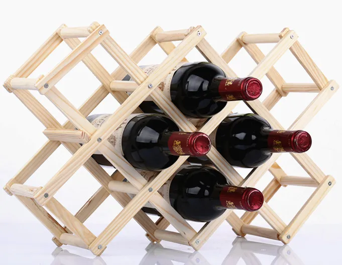 Tabletop Wine Racks Creative folding wine wooden frame European wooden wine display stand solid wood wine rack WF413 230625