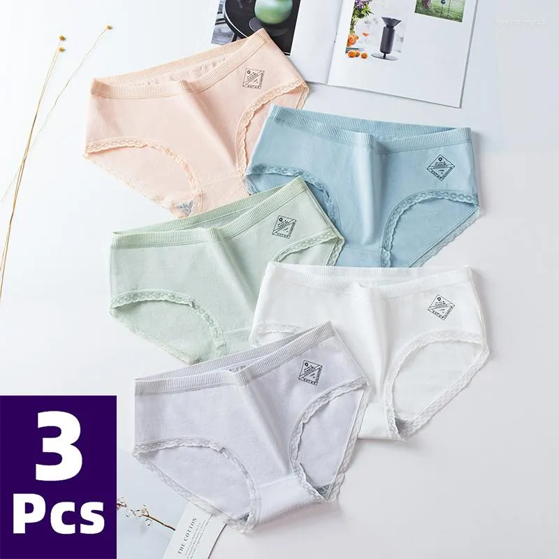 Fashion 3PCS/Set Cotton Underwear Women M_2XL Comfortable Panties Ladies Plus  Size Underpants Solid Color Briefs Female Lingerie(#3pcs Set 7)