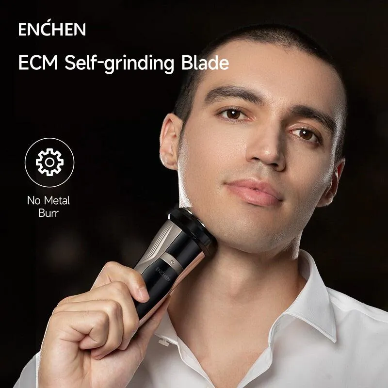 Shavers Enchen Electric Razor for Uomo Raffio rotante ricaricabile con trimmer popup e custodia da viaggio a secco a secco a secco a doppio uso della barba Trimmer