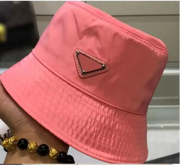 Luxury Nylon Bucket Hat For Women Fashion Designer Ladies Spring Summer Colorful Leather Metal Sun Hats New Fisherman Caps Drop ship M size