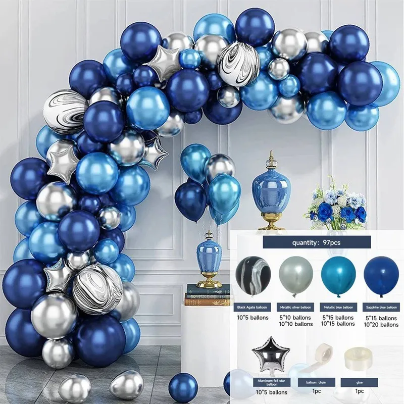 Party Decoration Birthday Navy Blue Balloon Garland Arch Happy