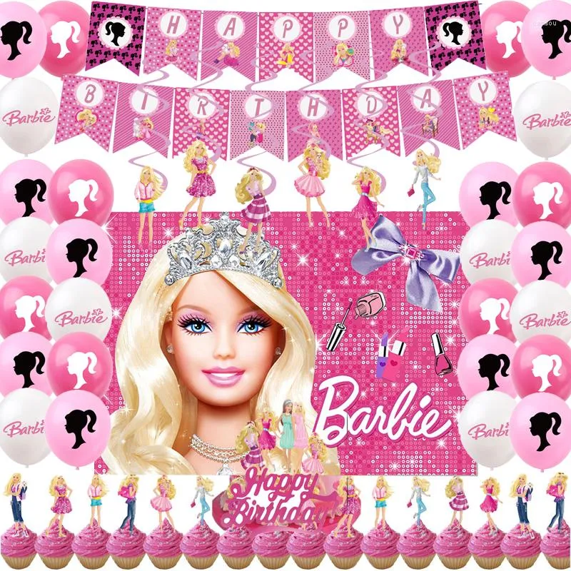 Barbie princesa festa de aniversário decoração, balões fundo