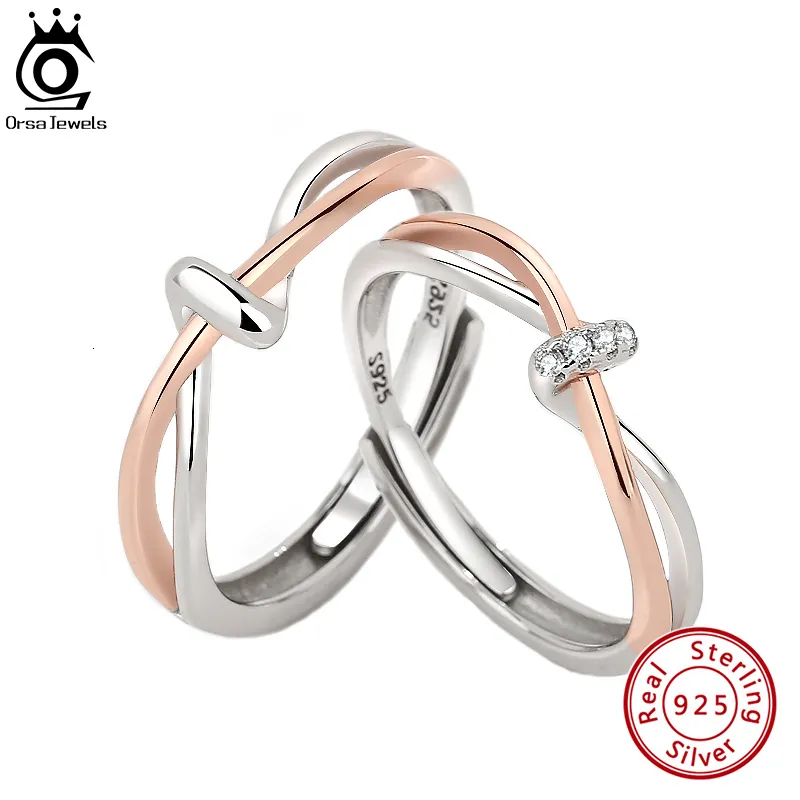 Anello solitario ORSA JEWELS 925 Sterling Silver Infinity Forever Love Finger Ring per coppia amante matrimonio fidanzamento gioielli regalo SR293 230626