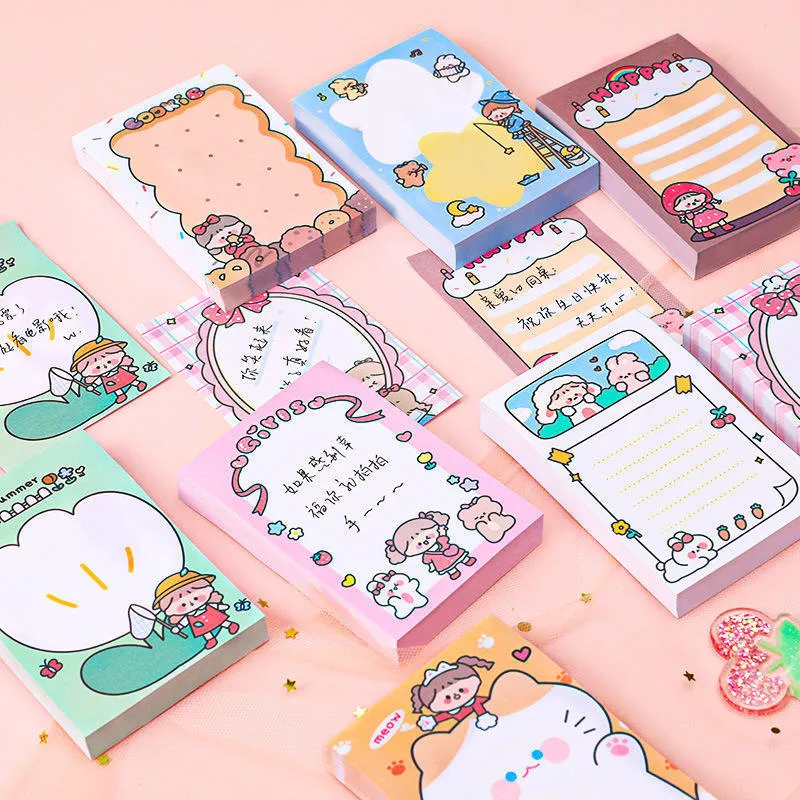 ANMÄRKNINGAR 20PACKS PHOCHITALE STICKY NOTER CAT CARTOONS DYR ELUEDERA MEMO HJÄRT HANDMADE Färgkakor Girl House Notebook Student 9*6cm 230625