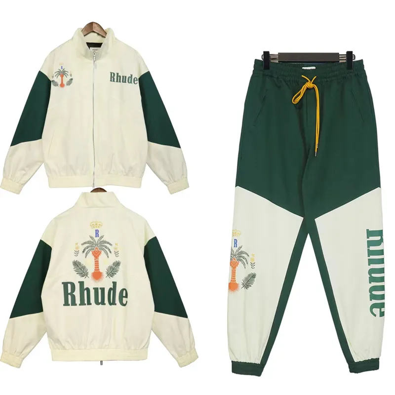 30％オフ23NEWメンズトラックスーツデザイナースポーツジャケットセットRHUDEパーカーメンズセットファッショナブルなカジュアルカップ