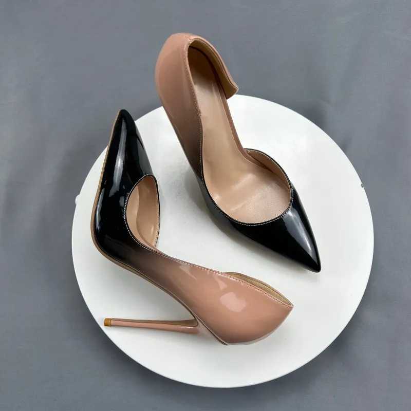 Mix Colors Black-Nude DOrsay &amp Two-Piece Women Pumps High Heels Party Fashion 2023 Pointed Toe Shoes Woman Size 33-45