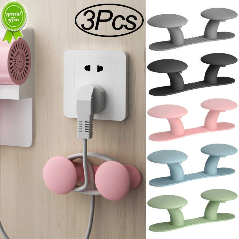 Novo 3 Pcs Cord Winder Organizer Cable Holder Clips Auto-adesivo Cozinha Eletrodomésticos Cable Winder Management Cable Wire Fix Braçadeira