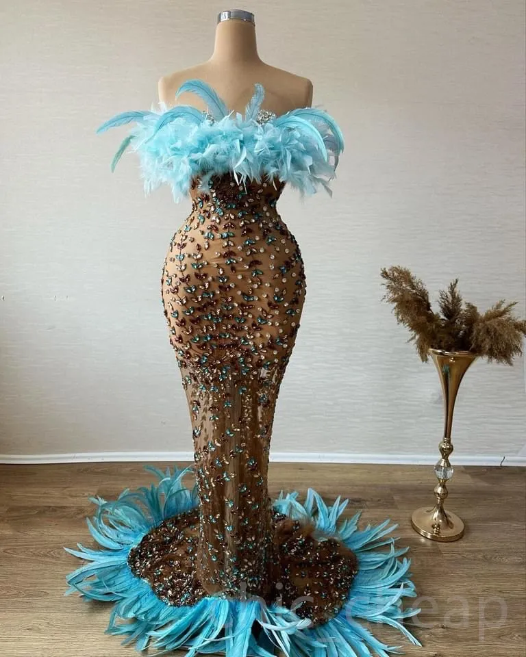 2023 Plus Size Arabic Aso Ebi Mermaid Lyxig balklänning Pärlkristaller Kvällsfest Andra mottagning Födelsedag Förlovning Klänningar Klänning ZJ2020