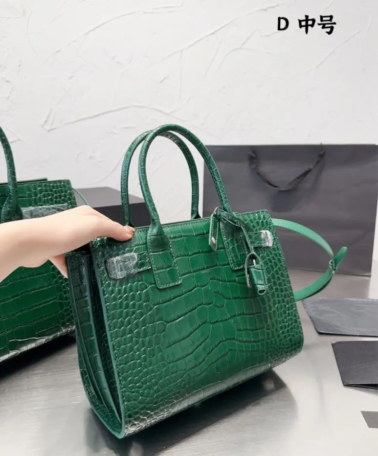 Totes Quality Alligator Tote Sacs Femme sacs d'orgue Sacs de boutique de bobalage Crossbody Sac deigner sac à bandoulière Multi Pocket en cuir authentique grand capacit Green Top Cowskin 3 Tailles