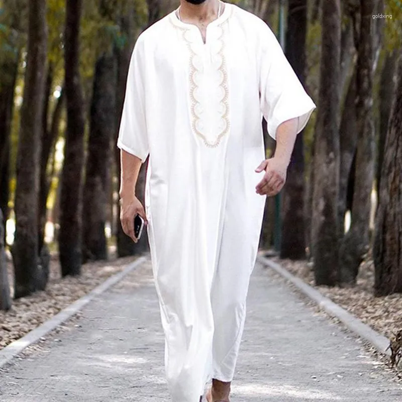 Roupas Étnicas Muçulmano Moda Masculino Jubba Thobe 2023 Árabe Paquistão Dubai Kaftan Abaya Robe Islâmico Homens Arábia Saudita Vestido Longo Blusa