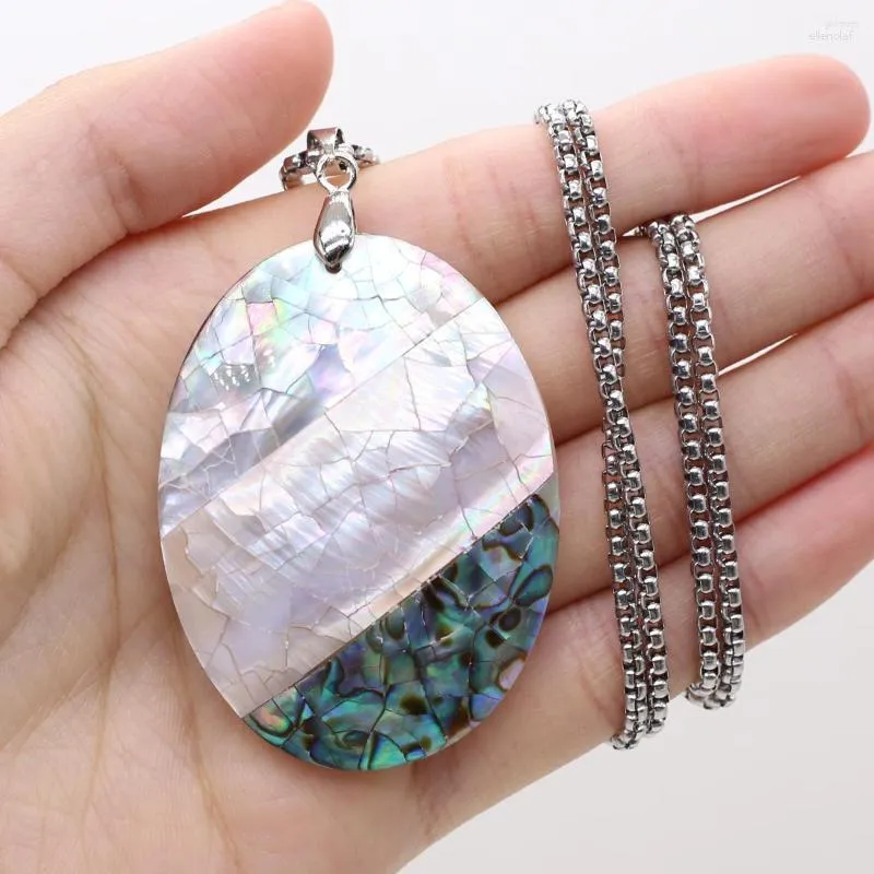 Pendant Necklaces Natural White Abalone Shell Necklace Simple Oval Slice For Trendy Jewelry Making Diy Women Party Gifts