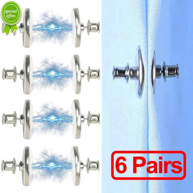 Nouveau 6 paires bouton de rideau magnétique bouton détachable pour rideau de fenêtre de chambre fermer aimant boucle bouton rideau crochets accessoires