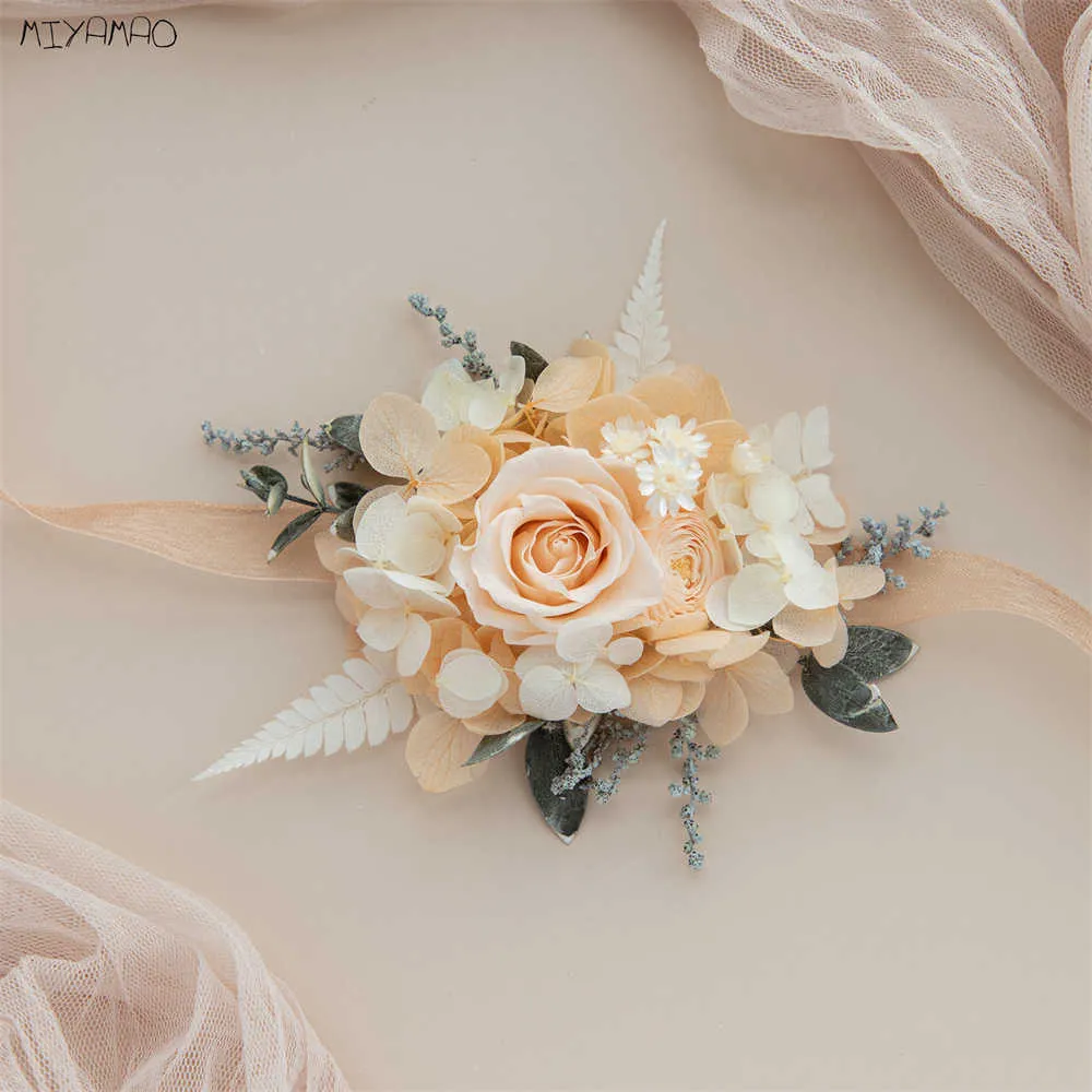 Fiori secchi conservati Rosa piccolo fiore floreale Accessori per il matrimonio Artigianato fai-da-te fatto a mano Mini bouquet Corsage da polso Decorazioni per lo sposo