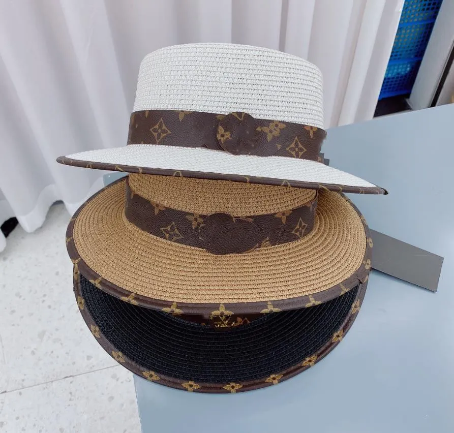 Printemps été nouvelle ceinture presbytérienne haut plat chapeau de paille à larges bords chapeau de soleil chapeau de soleil chapeau de plage ins vent décontracté