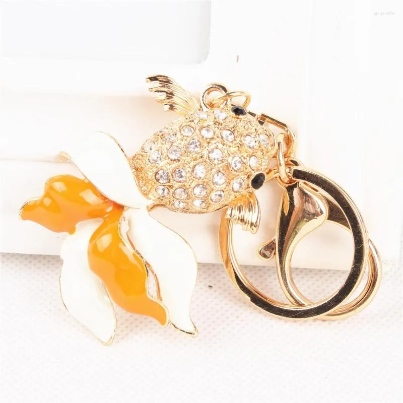 Porte-clés Belle poisson rouge poisson charme arrivée cristal strass pendentif sac à main sac porte-clés chaîne créative anniversaire ami cadeau