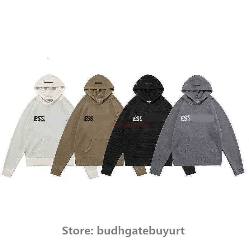 Höst- och vintermän och kvinnors hoodie dimma ess handstickad alfabettröja högkvalitativ populär varm utomhus casual lös neutral