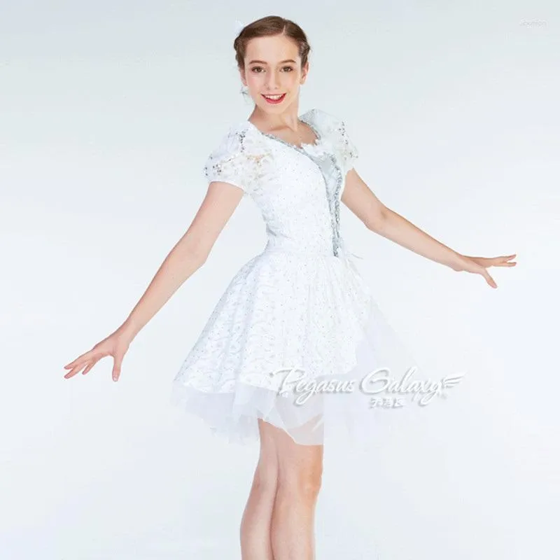 Bühnenkleidung H2700 Kinder Ballett Tanzkleid Puffärmel Weiße Prinzessin Tutu Kleider Mädchen Professionelle Leistung Show Wettbewerb